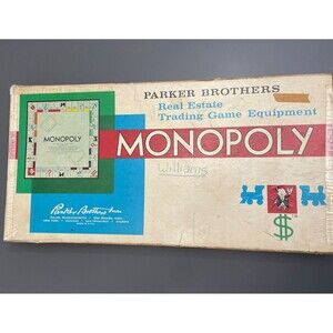 Vintage 1961 Monopoly Parker Brothers Real Estate Trading Game Almost Complete